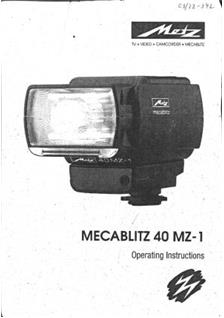 Metz 40 MZ 1 manual. Camera Instructions.